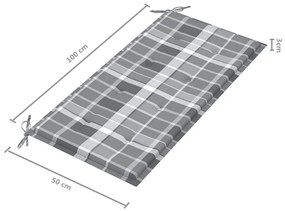 Banca de gradina, perna gri carouri, 112 cm, lemn masiv tec 1, model gri carouri, 1