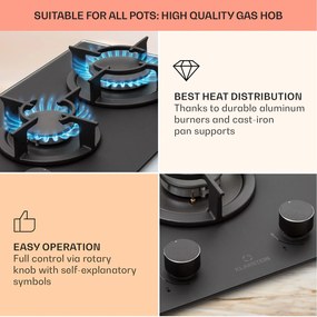 Firetale, plită cu gaz, 2 arzătoare, arzătoare din aluminiu, gaz natural/propan, inclusiv furtun și reductor de presiune
