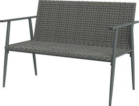Outsunny Bancă de grădină 2 locuri din rășină împletită și oțel, cu cotiere, spătare și picioare reglabile, 110x58x78cm, gri | Aosom Romania