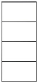 Usa glisanta, negru, 90x205 cm, aluminiu si sticla ESG 1, Negru, 90 x 205 cm, Transparent