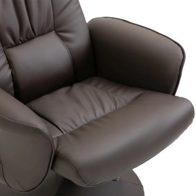 HOMCOM Relaxsessel cu taburet, fotoliu TV rotativ cu 10 puncte de masaj, funcție de culcare, fotoliu de masaj cu telecomandă, buzunar lateral, fotoliu TV, piele ecologică, Maro | Aosom Romania
