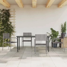 3203292 vidaXL Set mobilier de grădină, 5 piese, gri&negru, poliratan și oțel