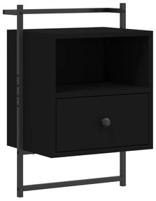 833433 vidaXL Noptieră montaj pe perete, negru, 40x30x61 cm, lemn prelucrat