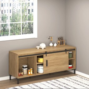 HOMCOM Set complet pentru ușă glisantă de 183 cm cu sistem de ghidaj pentru podea, șină de alunecare pentru ușă, role de alergare pentru sistem de ușă culisantă din lemn unic | Aosom Romania