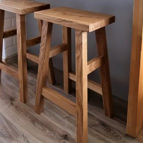 Scaun, taburet, din lemn culoare nuc ,40 cm