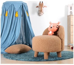 Fotoliu pentru copii maro cu tapițerie din stofă bouclé Moouv – Artie