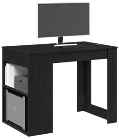 vidaXL Birou cu sertar raft Stejar negru 102x62x77,5 cm lemn prelucrat