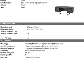 Birou design elegant LUX Canova, gri inchis 114207 HZ