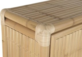Dulap înalt din bambus și ratan, natur, cu 2 uși, 2 sertare, 3 rafturi și bară pentru haine, legături din ratan, 170 x 120 x 60 cm, „Bally”