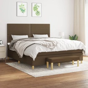 vidaXL Pat continental cu saltea maro închis 180x200cm material textil