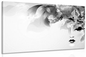 Tablou chip feminin la modă cu elemente abstracte în alb-negru