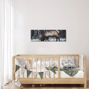 Tablou - cerbul iarna (cu ceas) (90x30 cm)