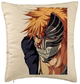 Perna Decorativa cu Bleach Hollow Ichigo, 40x40 cm, Bej, Husa Detasabila, Burduf