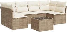 vidaXL Set canapele de grădină, 7 piese, cu perne, bej, poliratan