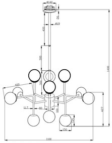 Candelabru design deosebit Erich nickel, 12L MYMOD221-PL-12-N