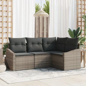 vidaXL Set de canapele pentru grădină 4 pcs Gri Rattan poli