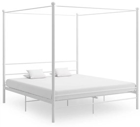 325067 vidaXL Cadru de pat cu baldachin, alb, 180x200 cm, metal