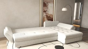 Colțar extensibil dumonde cu ladă de depozitare si sezut confortabil din spuma high-density, Loana XL Zoom Cream 335x185 cm
