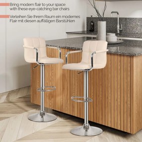MIADOMODO Scaun de bar 2pcs, cu brațe, bej