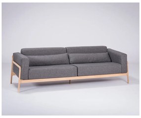 Canapea cu structură din lemn de stejar Gazzda Fawn Plus, 240 cm, gri închis