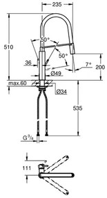 Baterie bucatarie cu pipa flexibila Grohe Concetto crom periat Supersteel