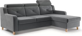 Colțar extensibil Laksaro pe dreapta - catifea gri Jasmine 96