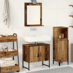 vidaXL Set de mobilier pentru baie cu ușă 2 pcs Maro 60 x 33 x 60 cm