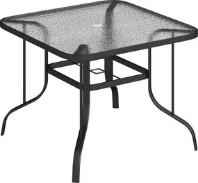Outsunny Masă de Grădină pentru 4 Persoane cu Gaură pentru Umbrelă Ø54 mm, 96,5x96,5x70 cm, Negru | Aosom Romania