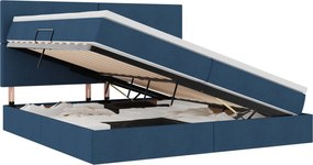 vidaXL Pat cu saltea și spațiu de depozitare albastru 200 x 200 cm