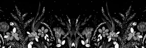 Tablou cu ornament floral în design alb-negru