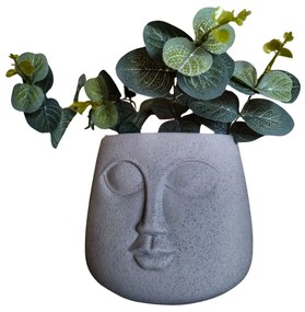 Ghiveci din ciment, Grey Face, 16x14 cm
