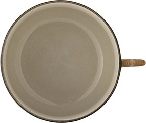 Set 4 boluri din ceramică artizanală, multicolor, pictate manual cu motive florale, cu toarte sculptate în formă de pasăre, 13x8 cm, „Vivielle"