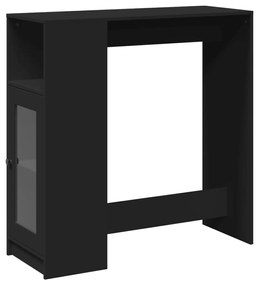 854365 vidaXL Masă de bar cu rafturi, negru, 101x40x103,5 cm, lemn prelucrat