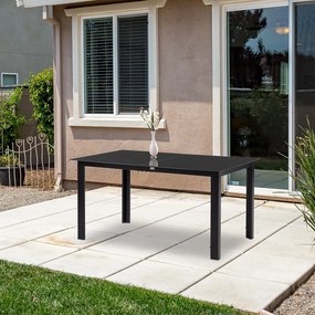 Outsunny Masă de Grădină cu Blat din Sticlă Temperată 150x90 cm pentru 6 Persoane, Masă de Luat Prânzul din Aluminiu pentru Exterior, Patio, Terasă, Balcon, Negru | Aosom Romania