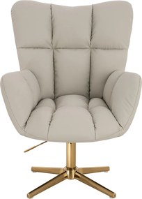 HR650CROSS Scaun Ecru Piele Ecologica Premium Soft cu Bază Aurie