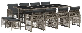 3210800 vidaXL Set mobilier de grădină cu perne, 13 piese, gri, poliratan