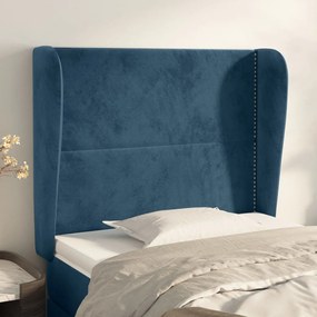 vidaXL Tăblie pat cu aripioare albastru închis 93x23x118/128cm catifea