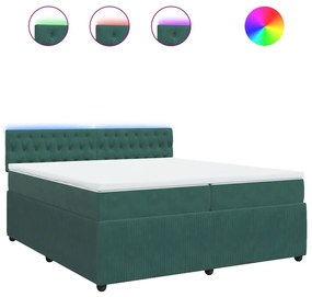 3290139 vidaXL Pat box spring cu saltea, verde închis, 200x200 cm, catifea