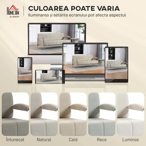 HOMCOM Canapea 3 Locuri Tapițată cu Chenille și Cusături Duble, Canapea Modernă cu Brațe și Picioare din Oțel, pentru Living, Birou și Dormitor, 174x75x76 cm, Bej | Aosom Romania