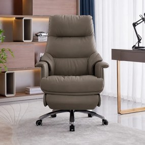 Royal Executive AeroComfort P189 – Scaun Executiv Premium din Piele Naturală, Reclinabil Electric, Încălzire, Ventilație și Masaj Airbag, Suport pentru Picioare, 150 kg, Kaki