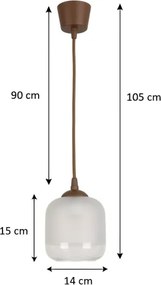 Brilagi - Pendul LED pe cablu RETRO GLASS 1xE27/60W/230V Ø 14 cm maro/alb