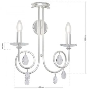 Aplica perete stil clasic cu cristale Swarovski Giada argintiu mat