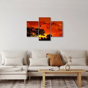 Tablou cu păsări în apus de soare (90x60 cm)