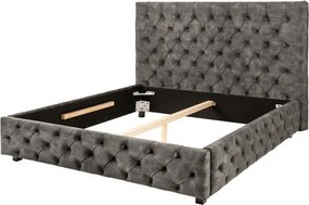 Pat elegant tapitat cu catifea gri, Paris 160x200cm