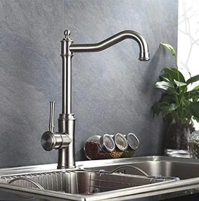 Baterie Bucătărie, Inox Satinat Model CF024 – Design Modern și Funcționalitate pentru Orice Bucătărie.