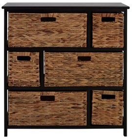 Etajeră de baie neagră/în culoare naturală din lemn masiv de paulownia 80x76 cm Padstow – Premier Housewares