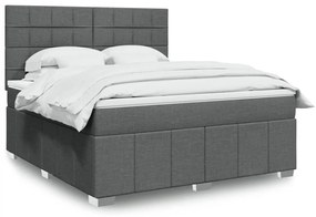 vidaXL Pat box spring cu saltea, gri închis, 180x200 cm, textil