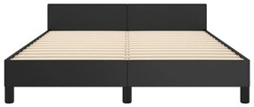 Cadru de pat cu tablie, negru, 140x190 cm, piele ecologica Negru, 140 x 190 cm, Culoare unica si cuie de tapiterie