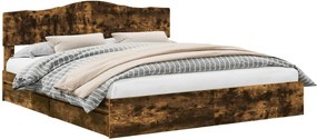 vidaXL Pat cu storage Stejar fumuriu 180 x 200 cm Lemn compozit