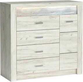 Comoda INDIANAPOLIS I17, stejar craft alb, PAL laminat, cu 4 sertare,